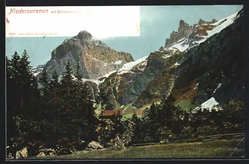 AK Niedersurenen, Ortspartie mit Schlossberg