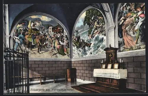 AK Wilhelm Tell, Gemälde in der Tellskapelle