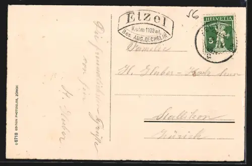 Künstler-AK Rapperswil /SG, Ortsansicht mit Altendorf, Feusisberg, und Etzel-Kulm, Glärnisch, Böser Faulen