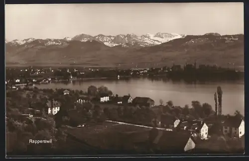 AK Rapperswil /SG, Teilansicht mit Bergen