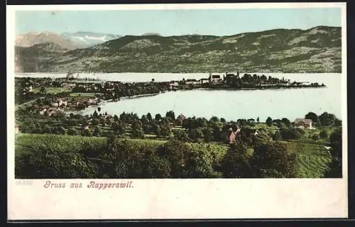 AK Rapperswil /SG, Teilansicht mit Bergen