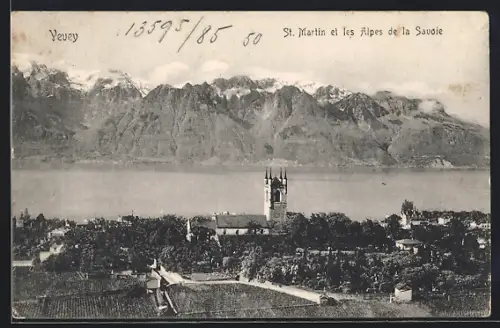 AK Vevey, St. Martin et les Alpes de la Savoie