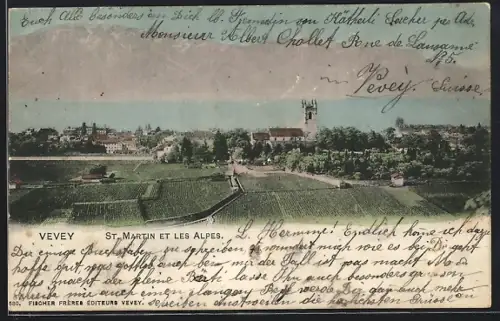 AK Vevey, St. Martin et les Alpes