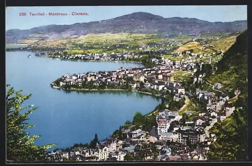 AK Territet-Montreux-Clarens, Panorama mit Bergen