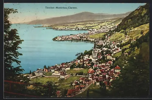AK Territet-Montreux-Clarens, Teilansicht mit Bergen