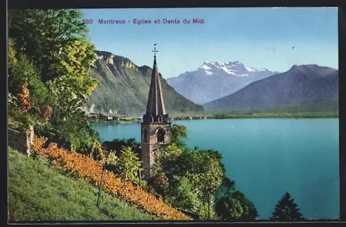 AK Montreux, Eglise et Dents du Midi