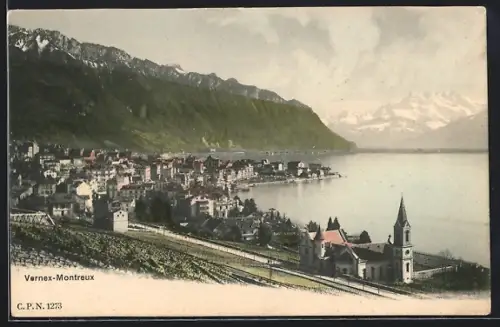 AK Vernex-Montreux, Panorama mit Kirche