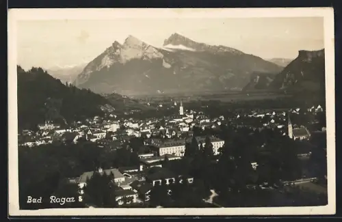 AK Bad Ragaz, Panorama mit Bergen