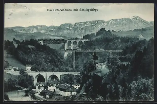AK Bruggen, Sitterviadukte mit Säntisgebirge