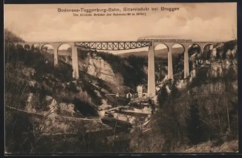 AK Bruggen, Sitterviadukt der Bodensee-Toggenburg-Bahn