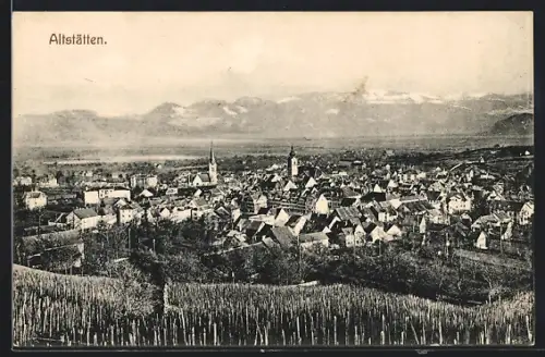 AK Altstätten, Teilansicht mit Bergen