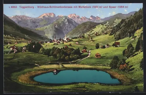 AK Toggenburg-Wildhaus, Schönenbodensee mit Mattstock und Speer