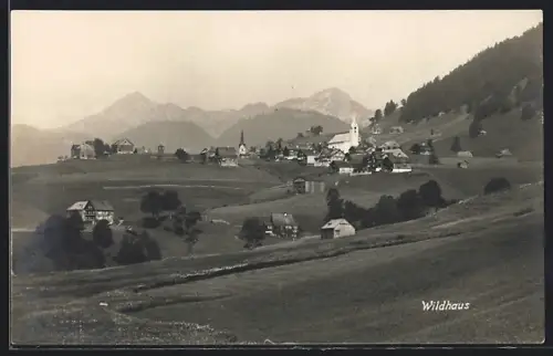 AK Wildhaus, Fernsicht der Ortschaft