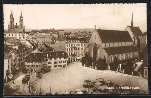 AK Basel, Blick auf den Barfüsserplatz