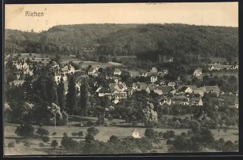 AK Riehen, Ortsansicht aus der Vogelschau