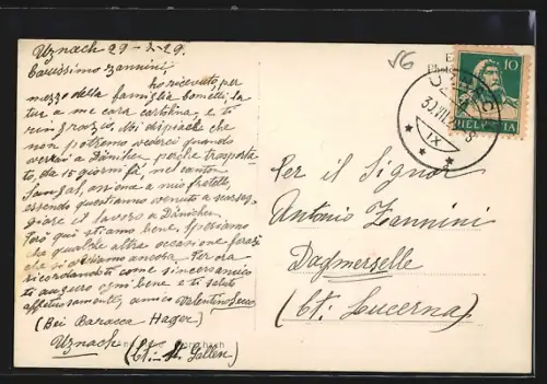 AK Uznach, Blick zur Kirche