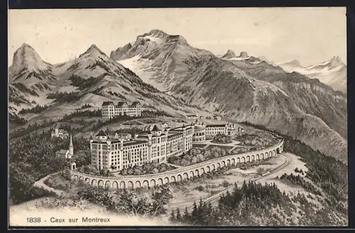 AK Montreux, Caux mit Jaman, Rochers de Naye und Tours d`Ai