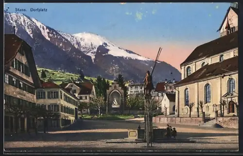 AK Stans, Dorfplatz, Monument