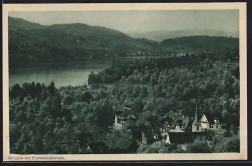 AK Greppen am Vierwaldstättersee, Ortsansicht aus der Vogelschau