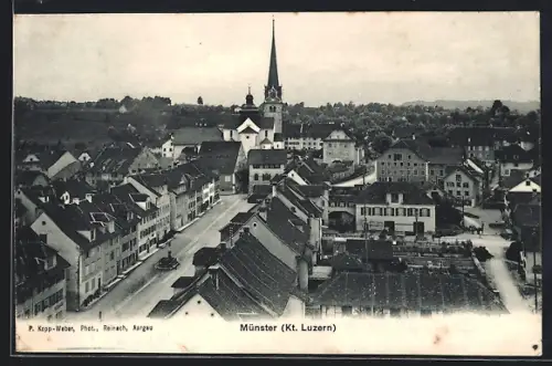 AK Münster /Luzern, Ortspartie aus der Vogelschau