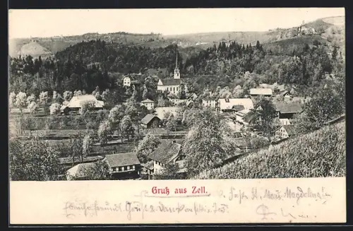 AK Zell /LU, Gesamtansicht mit Kirche