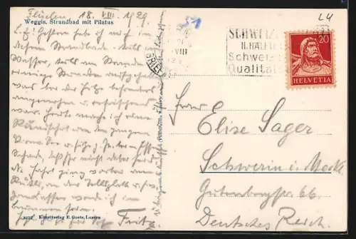 AK Weggis, Strandbad mit Pilatus