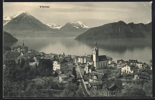 AK Vitznau, Ortsansicht aus der Vogelschau