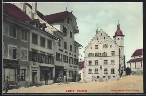 AK Sursee, Rathaus und Gasthaus zur Sonne