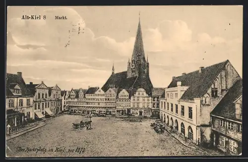 AK Alt-Kiel, Markt mit Geschäften und Leuten