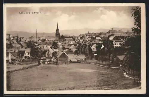 AK Selb i. Bayern, Teilansicht mit Kirche