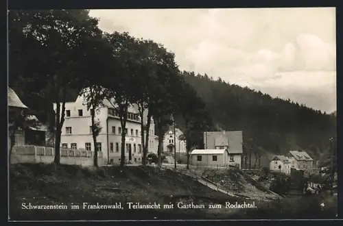 AK Schwarzenstein im Frankenwald, Teilansicht mit Gasthaus zum Rodachtal
