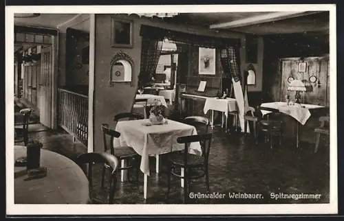 AK Grünwald / Isertal, Gasthaus Grünwalder Weinbauer, Spitzwegzimmer