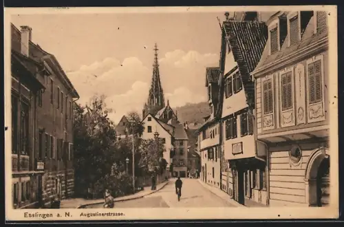 AK Esslingen a. N., Augustinerstrasse mit Kirche