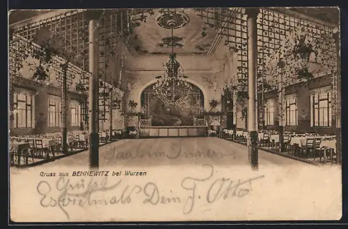 AK Bennewitz / Wurzen, Festsaal, Innenansicht
