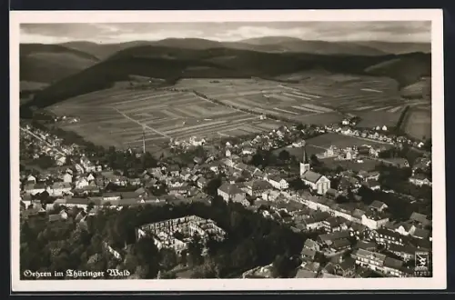 AK Gehren / Thür. Wald, Totalansicht aus der Vogelschau