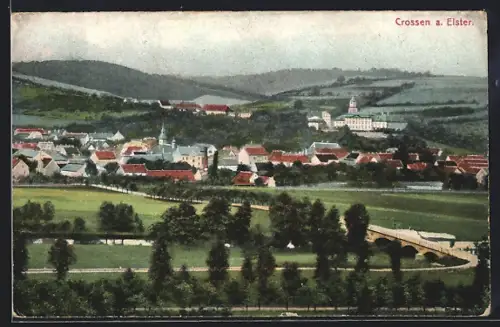 AK Crossen a. Elster, Teilansicht mit Schloss