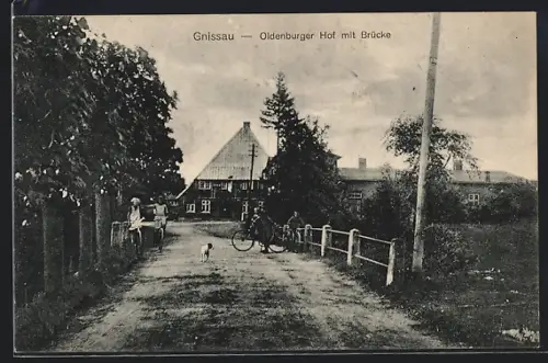 AK Gnissau, Oldenburger Hof mit Brücke
