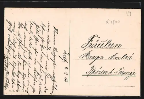 AK Zeitz, Teilansicht mit Kirche und Strassenpartie