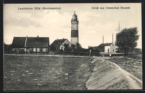 AK Strande, Ostseebad, Leuchtturm Bülk, Marinestation