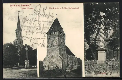 AK Donndorf / Unstrut, Neue Kirche, Alte Kirche a. d. 13. Jahrhundert, Denkmal