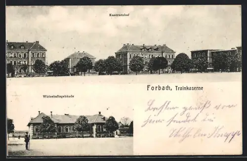 AK Forbach, Trainkaserne, Kasernenhof, Wirtschaftsgebäude