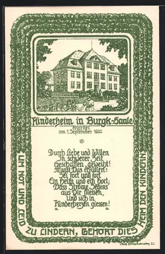 AK Burgk-Saale, Kinderheim, Eröffnung 1922