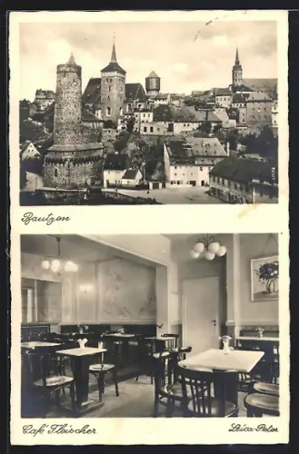 AK Bautzen, Stadtansicht, Café Fleischer, Innenansicht