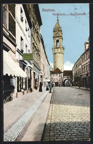 AK Bautzen, Reichenstrasse, Reichenturm, Buchbinder Wetzke