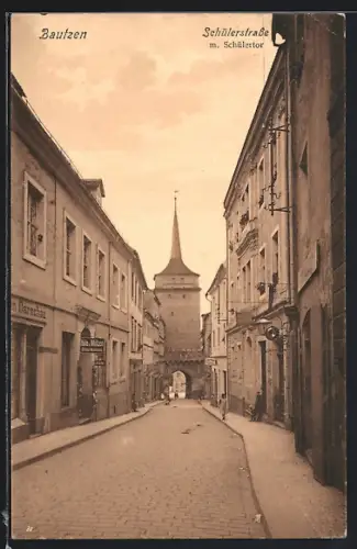 AK Bautzen, Schülerstrasse mit Schülertor