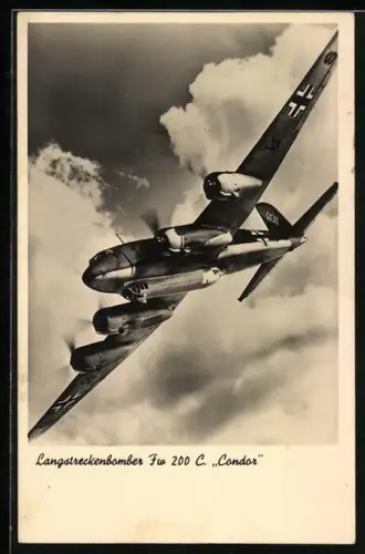 AK Flugzeug Langstreckenbomber Fw 200 C. Condor in der Luft