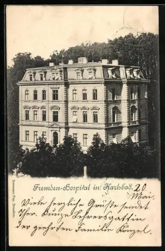 AK Karlsbad, Blick auf das Fremden-Hospital