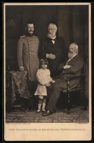 AK Prinzregent Luitpold von Bayern und Prinz Rupprecht mit dem Erbprinz