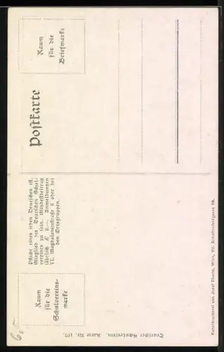 Künstler-AK K.F. Gsur: Musiker mit Geige und Querflöte, Deutscher Schulverein NR: 107