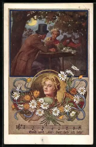 Künstler-AK Karl Friedrich Gsur, Deutscher Schulverein NR 1066: Älteres Paar